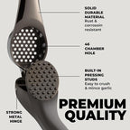Zulay Kitchen Premium Garlic Press Set – Rust Proof & Dishwasher Safe Garlic Mincer Tool with Silicone Garlic Peeler & Brush, Easy Squeeze & Clean, Ergonomic Soft Grip Handle - Medium – Dark Gray