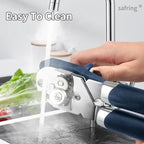 Can Opener Manual, Handheld Strong Heavy Duty Stainless Steel Can Opener, Comfortable Handle, Sharp Blade Smooth Edge, Can Openers with Multifunctional Bottle Opener, Blue