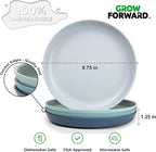 Grow Forward Premium Wheat Straw Plates and Bowls Sets - 8-Piece Wheat Straw Dinnerware Sets - Unbreakable & Reusable Microwave Safe Plastic Dinner Plates for Outdoors, RV, Camping Dishes - Seascape