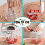 Manual Food Processor Vegetable Chopper, Hand Pull String Garlic Mincer Cutter for Veggies, Fruits, Nuts, Meat, Salad,900ml Gray