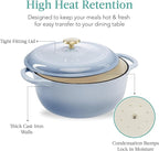 Best Choice Products 7.5 Quart Enamel Cast-Iron Round Dutch Oven, Family Style Heavy-Duty Pre-Seasoned Cookware for Home, Kitchen, Dining Room, Oven Safe w/Lid, Dual Handles - Cornflower Blue