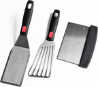 Stainless Steel Spatula Set with Heat Resistant Silicone Handle, VOVOLY Metal Spatulas For Kitchen Use, Thickened Smash Burger Spatula, Fish Flipper, Bench Scraper