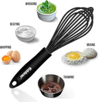 Silicone Whisk,Non Scratch Whisk for Cooking, 5+7+9+11in Balloon Whisks, Suitable for Mixing, Blending Whipping.11in Flat Whisks great for Ceramic Coated pans and Wider shallower pots.