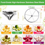 Commercial Lemon Cutter with V-Shaped 420 Stainless Steel Blades 6-Section Vegetable Machine Commercial Vegetable Chopper Dicer Lemon Cutter for Fruit Lemon Orange with One Brush Cleaner Included