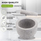 Mortar and Pestle Set,Heavy Duty,Unpolished Granite,8Inch-5Cup Capacity,Grinder for Spices and Seeds,Grinding,Crushing and Mashing Spices,Nuts,for Guacamole,Garlic Sauce,Gray.