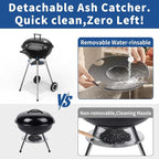 18 Inch Portable Charcoal Grill, Heavy Duty Kettle BBQ Smoker with Built-in Thermometer & Removable Water-Rinsable Ash Catcher for Outdoor Camping, Patio, Backyard, and Tailgating