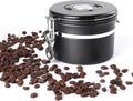Coffee Canister, Airtight Coffee Container with Date Tracker Lid, Stainless Steel Canister for Kitchen Food Storage (Black, 9oz)