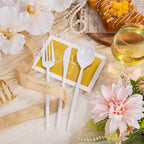 Supernal 360pcs White Plastic Silverware Heavy Duty Disposable Cutlery Set Includes White Party Knives,Plastic Forks and Spoons Suitable July 4th,Weddings & Birthday