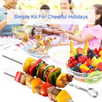 BBQ Shish Kabob Skewers, Kebab Skewers 17.7" Stainless Steel Reusable Flat BBQ Sticks for Meat Chicken Shrimp and Vegetable(8-Pack)