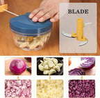 Cambom Manual Food Chopper Vegetable Cutter, Hand String Vegetable Chopper Onions Cutter for Vegetable Fruits Nuts BPA Free Food Safe Material, 550ml Yellow