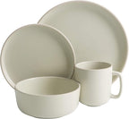 Gibson Home Zuma 16 Piece Round Kitchen Dinnerware Set, Dishes, Plates, Bowls, Mugs, Service for 4, Matte Stoneware, Cream