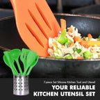 Chef Craft Premium Silicone Kitchen Tool and Utensil Set, 7 Piece, Green
