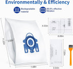 20 Pack 3D Dust Bags, Compatible with Miele GN Vacuum Bags, Replacement for Miele Classic C1 Complete C1, C2, C3, S400i S600 S2 S5 S8 Series, with 4 MP Filters, 4 AC Filters