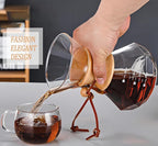 Pour Over Coffee Maker with Reusable Stainless Steel Drip Filter, Lead-Free Borosilicate Glass Coffee Carafe with Modern Wooden Collar for 1-2Cup, Diamond Clear (400ml/13.5oz)
