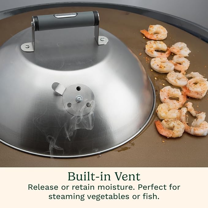 Cuisinart 12.25" Melting Dome with Bonus Wire Rack, Stainless Steel Grill Dome with Vent for Steaming, Smoking & Melting Cheese, Ideal for BBQ, Griddles, and Outdoor Cooking
