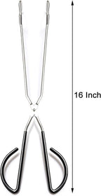 3Pcs 16 Inch Extra Long Stainless Steel Kitchen Scissor Tongs, Non-Slip Comfortable Red Grip, Heat Resistant for BBQ and Cooking
