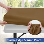 homing Rectangle Table Cloth Cover, Waterproof Polyester Elastic Fitted Tablecloth, Fits for 4 Foot Folding Tables, Washable Table Protector for Picnic, Camping, Outdoor (Brown, 24" x 48")