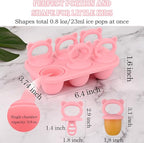 Sakolla Baby Popsicle Molds Mini 6-Cavity Silicone Ice Pop Mold with Sticks Breastmilk Popsicle Molds for Teething Relief Toddler Popsicle Mold for Ice Cream Frozen Yogurt and Fruit Juice (Pink)