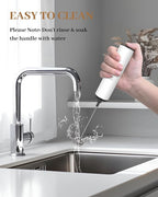 Milk Frother Rechargeable with Cover - Coffee Frother Wand, Drink Mixer Handheld with 2 Detachable Stainless Whisks 2 Speed Adjustable for Latte, Cappuccino, Hot Chocolate, Egg, White