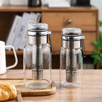 Glass Cold Brew Coffee Maker with Extended Fine Mesh Filter, Tea Infuser Bottle Iced Coffee Maker with Thick Borosilicate Glass (500ml/17oz)