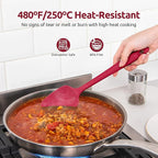 U-Taste Silicone Baking Spatula Set: 480ºF High Heat Resistant, Food Grade Flexible Rubber Kitchen Cooking Mixing Scraper, Food Grade Seamless Utensil for Nonstick Cookware Set of 3 (Red)