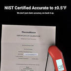 ThermoMaven ProfessionaI Meat Thermometer Digital, 3X Faster 0.5 Sec Instant Read, NIST Certified Accuracy ±0.5°F, 100% Waterproof Probe, Auto-Rotate Bright Indicator, for Candy/Grill/BBQ, Red & Gray