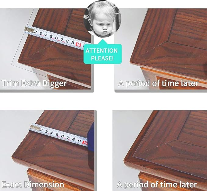 NECAUX Custom 35.4 x 78.7 Inch Clear Table Cover Protector, 1.5mm Thick Wood Grain Transparent Table Pad Non-Slip Tablecloth Plastic Protective Pad for Dining Room Table, Meeting Table