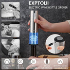 Electric Wine Opener Gift Set - Rechargeable Wine Bottle Opener, Wine Aerator, Vacuum Stoppers, Foil Cutter for Home Bar and Outdoor Parties