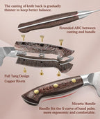 HEZHEN Carving Knife, 67 Layers Damascus Steel BBQ Slicing, 8.3 Inches, Professional Brisket Slicing Meat Knife, Ergonomic Micarta Handle, Gift Packing