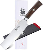 KYOKU 7 Inch Nakiri Knife - Daimyo Series - Vegetable Cleaver with Ergonomic Rosewood Handle, & Mosaic Pin - Japanese 440C Stainless Steel Kitchen Knife with Sheath & Case