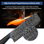7 inch Nakiri Knife, Sharp Kitchen Knife Professional Asian Chef Knife in 67-Layer Japanese Damascus Steel, Multipurpose Meat Cleaver Vegetable Knife with G10 Handle