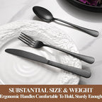40 Pcs Black Silverware Set for 8 with Hammered Design, Food Grade Stainless Steel Flatware Set, Eating Utensils Sets Include Fork/Knife/Spoon, Cutlery Set, Dishwasher Safe