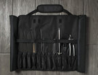 Asaya Chef Knife Roll Bag - 20 Total Pockets for Knives and Kitchen Utensils - Made with Stain Resistant Waxed Nylon - For Chefs and Culinary Students - Knives Not Included(Black)