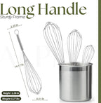 Alpine Cuisine Stainless Steel Wire Whisk 3pc set with Ergonomic Handle | Egg Whisk, Sauce Whisk & Flat Whisk Combined | Space Saving Whisks for Cooking, Baking & Deglazing, Dishwasher Safe