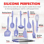 Chef Craft - Premium Silicone Kitchen Tools and Utensils Set, Non-Scratch, Withstands Temperatures up to 450°F, BPA-Free, 9 Piece Cooking Utensils Set, Pastel Blue