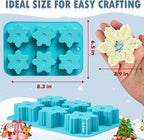 HKNMTT Snowflake Christmas Silicone Mold 12 Cavity for Holiday Soap Chocolate Cocoa Bomb Ice Candy Oreo Covered Jello Xmas Winter Wax, Oven Safe Baking Frozen Food Grade Moulds DIY Candle Craft Set