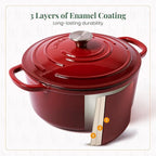 Larder & Vine 21 Piece Cookware Set (Cabernet) | Dutch Oven, Utensil Set, Saucepan, Skillet, and Trivets
