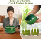 Matcha Whisk Set – Ceramic Matcha Set with Matcha Bowl, Matcha Whisk & Holder, Bamboo Scoop, Tea Towel – 5-Piece Japanese Matcha Kit for Matcha Lovers, Beginners & Gifting (Green, 17oz)