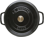 STAUB Cast Iron Dutch Oven 4-qt Round Cocotte, Made in France, Serves 3-4, Matte Black
