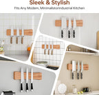 Knife Magnetic Strip, 10 Inch Solid Oak Magnetic Knife Holder for Wall with N52 Strong Magnets, Premium Magnetic Knife Strip Organizer for Kitchen Knives, Utensils & Tools