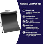 UBeesize 13x90 Inch Grill Mats Roll for Outdoor Grill- Heavy Duty Non-Stick BBQ Grilling Mat & Oven Liner, Reusable, Easy to Clean - Cut to Custom Fit Oven, Gas, Charcoal, and Electric BBQ