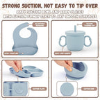 Silicone Baby Feeding Set, Baby Led Weaning Supplies, Baby Food Tableware Silicone Suction Plate, Bowl, Spoons, Fork, Waterproof Bib, Cup & Complementary Food Cake Mold, Baby Eating Utensils