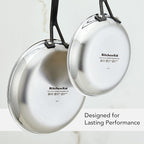 KitchenAid 30051 5-Ply Clad Polished Stainless Steel Frying Pan Set/Skillets, 8.25 Inch and 10 Inch - Polished Stainless Steel