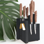 Resafy Black Magnetic Knife Block Knives Display Stable Board Knife Holder Rack Magnetic Stands with Strong Enhanced Magnets on Both Sides Anti-slip Feet