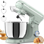 Electric Stand Mixer,10 Speeds Tilt-Head Food Mixer, 3-IN-1 Kitchen Mixer for Daily Cooks with 6QT Bowl,Dough Hook, Beater, Whisk (Morandi Green, Dishwasher safe)