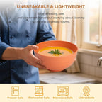 Homienly Wheat Straw Bowl Set, Large Salad Bowls Set of 8-60 OZ Large Capacity Big Bowls, Unbreakable Popcorn Bowl, Microwave and Dishwasher Safe Bowl for Kithchen, Camping, Party - Multi, Matte
