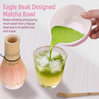 Matcha Whisk Set,4pcs Matcha Set Whisk and Bowl with Spout,Ceramic Matcha Whisk Holder,Scoop(Chashaku),Matcha Kit for Matcha Lovers Kitchen Matcha Accessories,Ideal Gift Christmas(Gradient Pink)