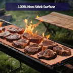 UBeesize 13x90 Inch Copper Grill Mats Roll for Outdoor Grill- Heavy Duty Non-Stick BBQ Grilling Mat & Oven Liner, Reusable, Easy to Clean - Cut to Custom Fit Oven, Gas, Charcoal, and Electric BBQ