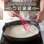 HOTEC 4 Pieces Silicone Whisks Set, Wire Balloon Whisks for cooking Egg Beater, Non-slip Handle Whisk for Non-stick Cookware Perfect for Cooking, Stirring, Beating and Blending (Multicolor)