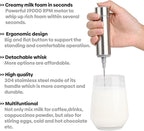Electric Powerful Milk Frother, Stainless steel tube, Handheld Drink Mixer, Battery Operated Hand Frother Stirrer Wand-Rich Foam Maker for Coffee, Lattes, Cappuccino, Matcha,Chocolate & Creamer